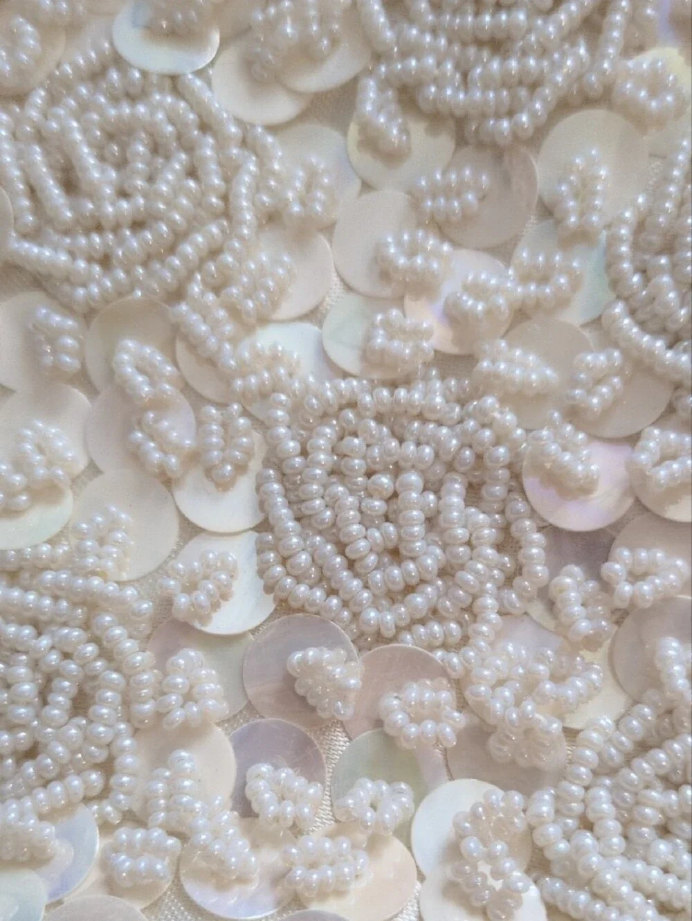 Beaded Ivory Floral Sequin Evening Clutch